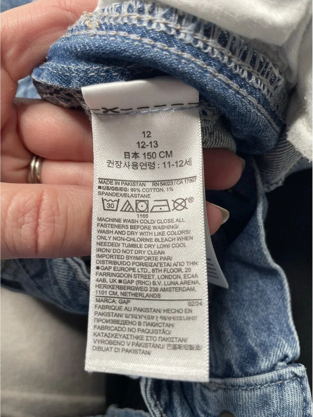 Gap Kids High Rise Wide-Leg Ankle Jeans adjustable waist Two-toned Sz 12